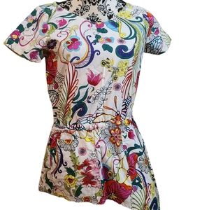 Koi asymmetrical cut scrub top